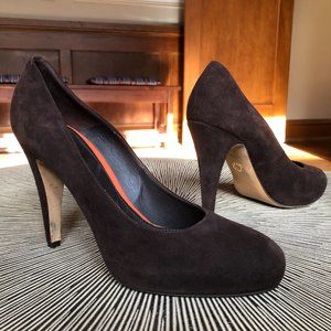Loro Piana Brown Suede Heels, 4.25" heels